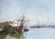 Eugene Galien-Laloue Harbour scene oil painting